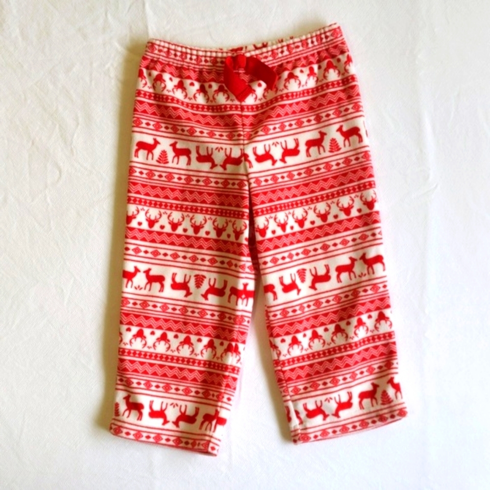 NEW carter's red & ivory fleece pajama pants 2T toddler girls